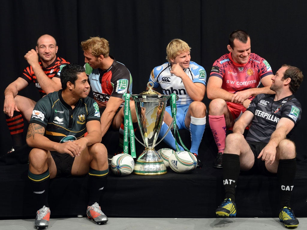 Touch and go: All smiles from England's Heineken Cup captains, but in the background a battle is raging over the competition's future