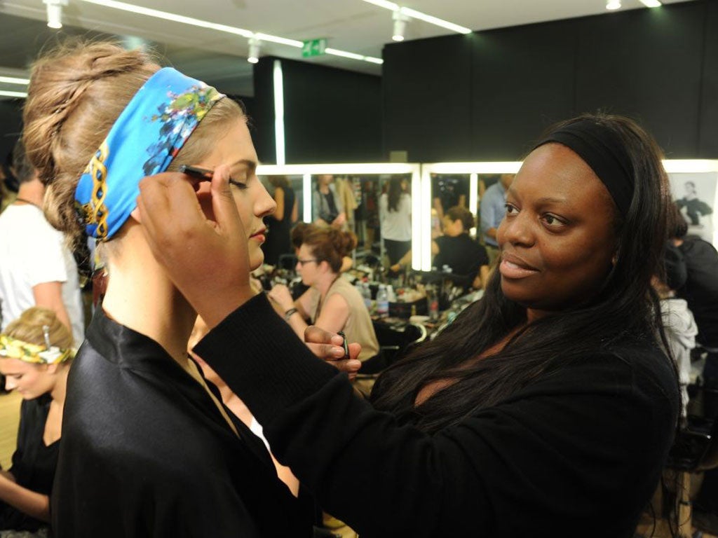 Get the look: Pat McGrath makes up a model before the show