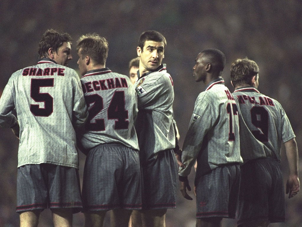 1995: Despite being a particular memorable picture, this also shows United's infamous grey kit. When trailing 3-0 at half-time against Southampton in April 1996, United claimed they couldn't see each other and would return for the second half wearing their third-kit. It helped a little, but they still lost 3-1. In total United won one, drew one and lost four before Sir Alex refused to wear it again