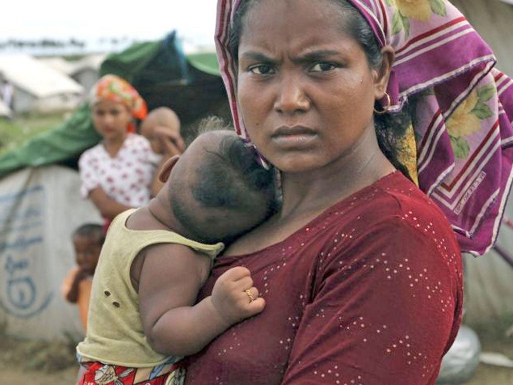 Rohingya Muslims at a refugee camp in Sittwe, western Burma