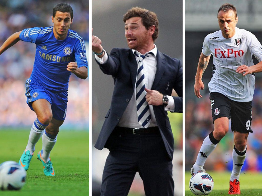 From left: Eden Hazard’s thrilling displays have helped Chelsea to top of table, Villas-Boas found his feet, Dimitar Berbatov is rebuilding his job