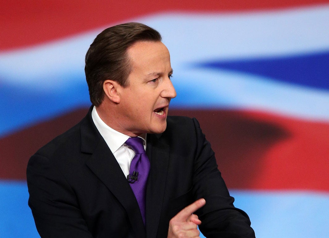 David Cameron gives a speech at Tory conference