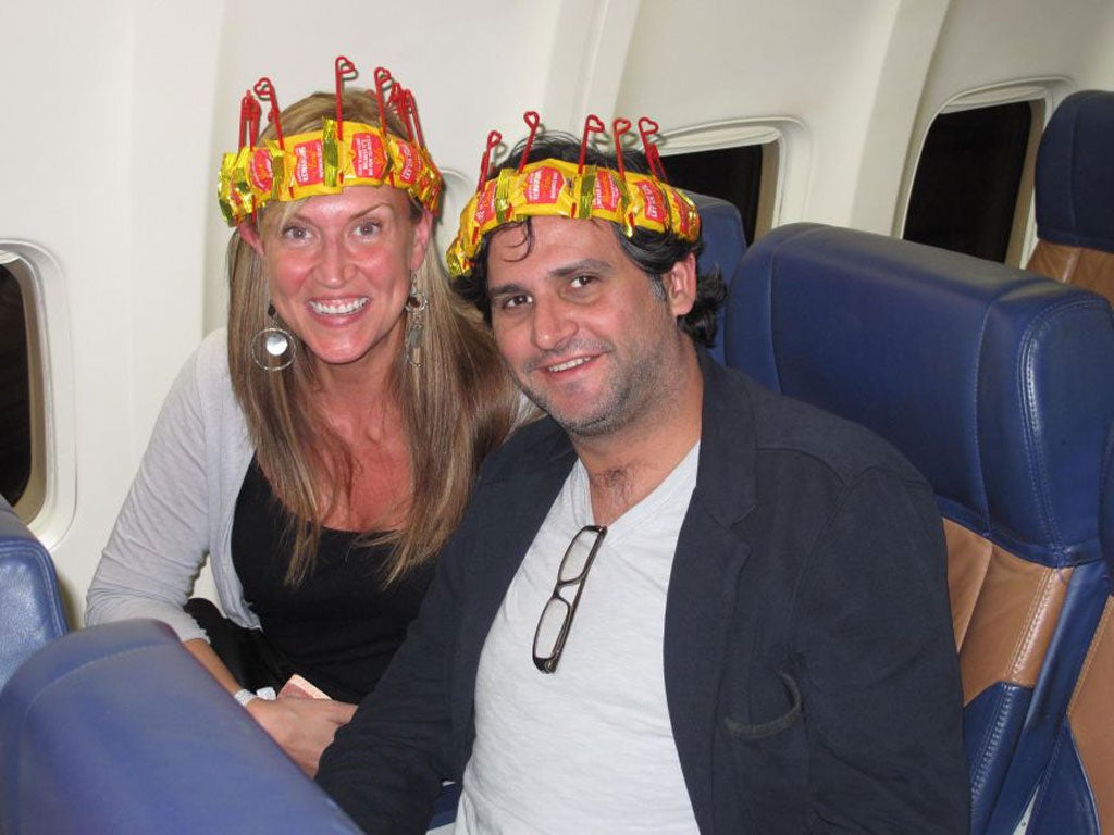 Crowning glory: the makeshift headgear for the happy couple