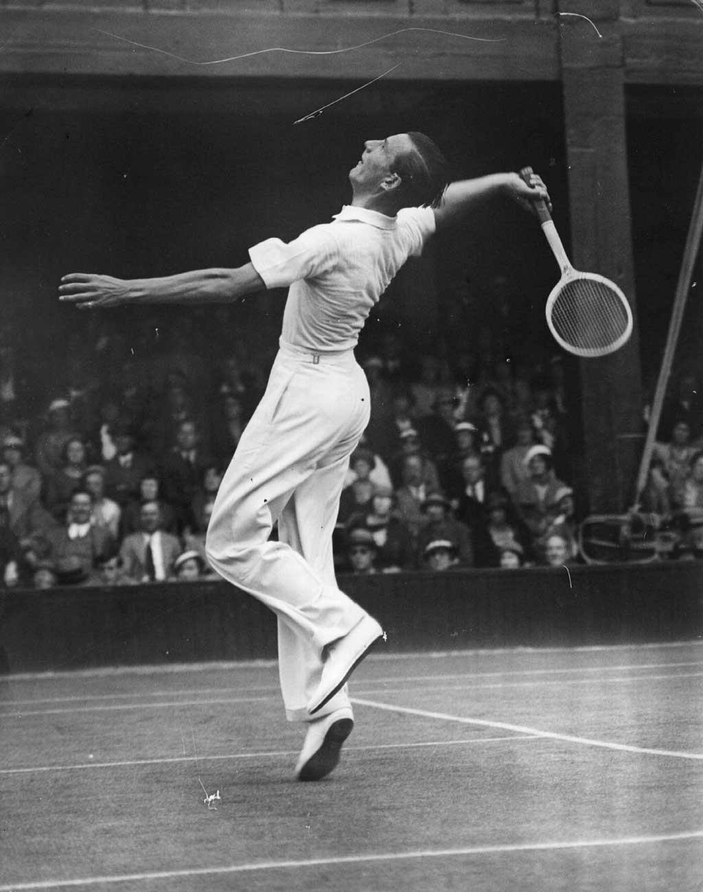 Big hitter: Fred Perry in action in 1933