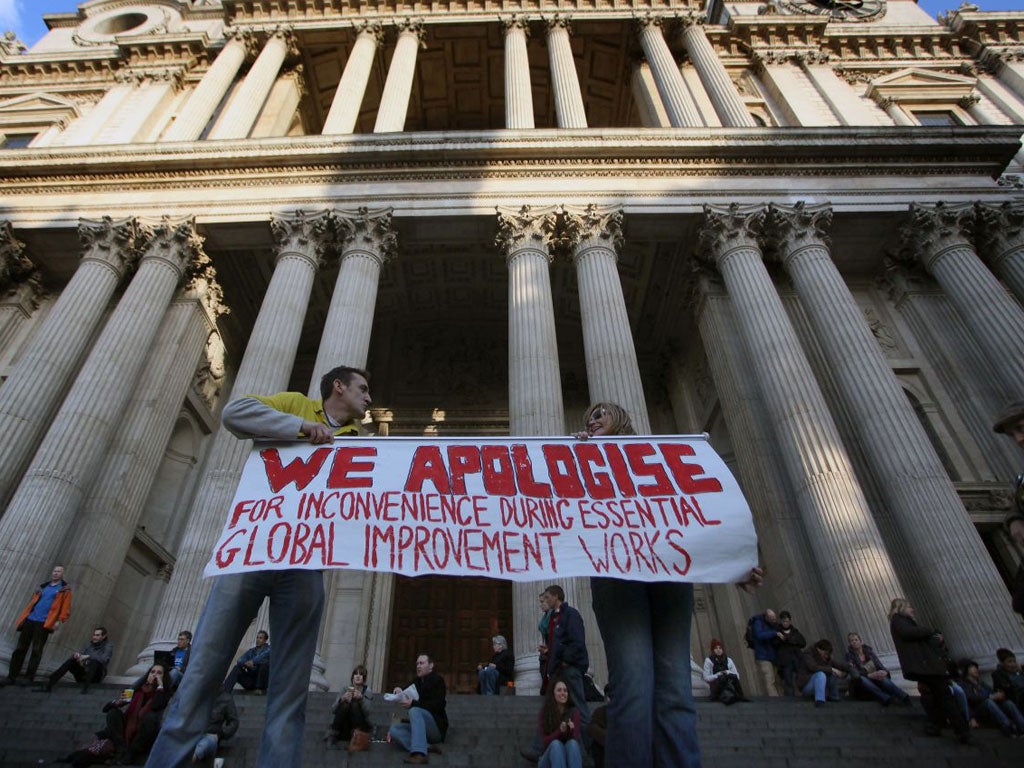 The steps of St Pauls during the protests