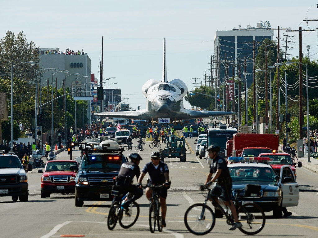 The space shuttle Endeavour was transported to the California Science Center