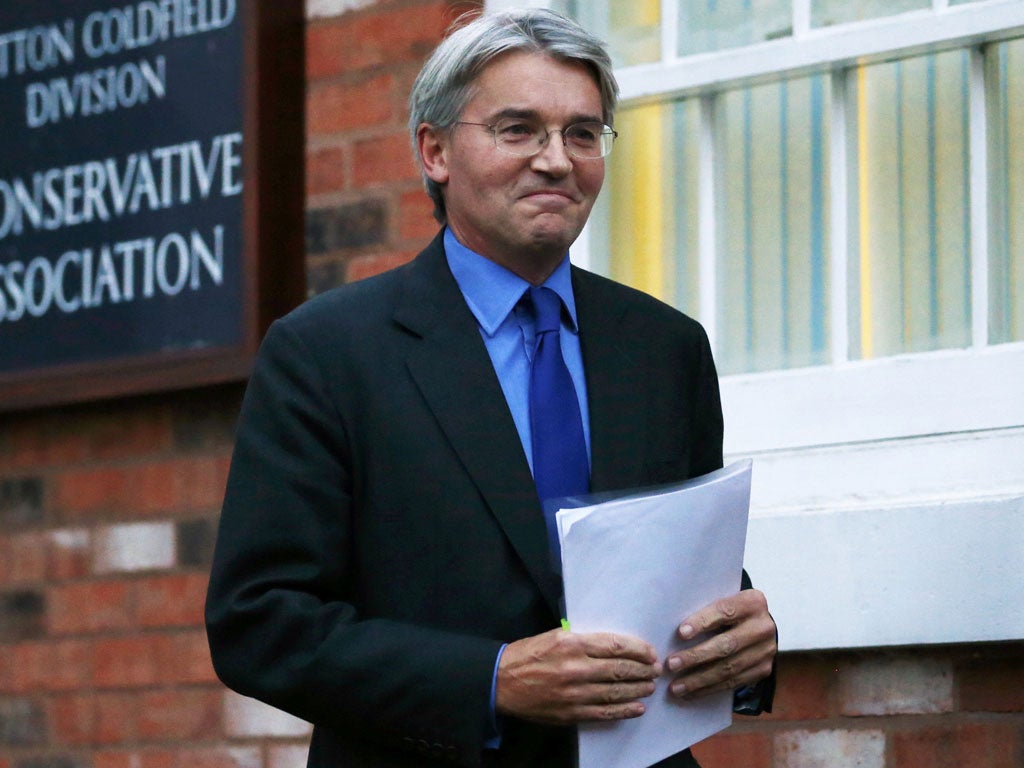 Chief Whip Andrew Mitchell after he met Police Federation members at his constituency office