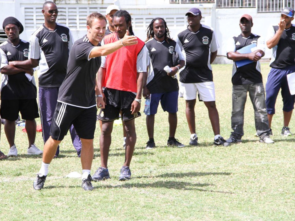 Tom Curtis puts his Antigua and Barbuda team through their paces