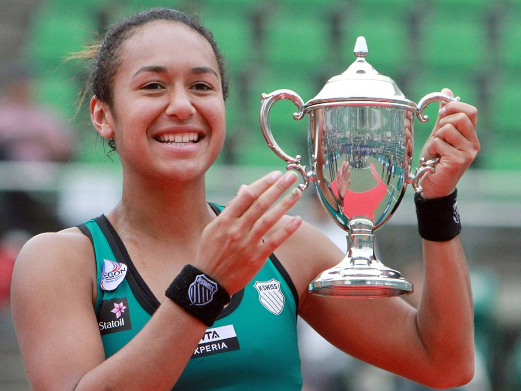 Heather Watson celebrates victory in the Japan Open