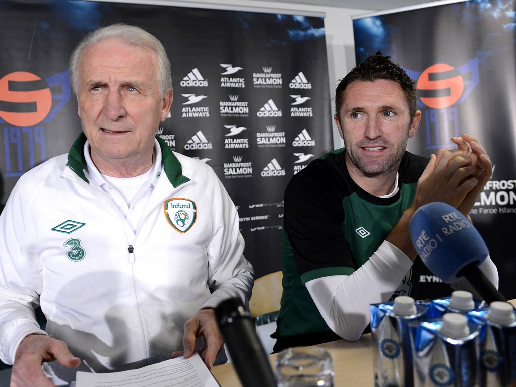 Robbie Keane and Giovanni Trapattoni