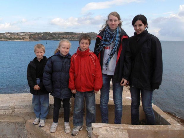 From left, David, Eva, Tomas, Sarah (who is not missing) and Jessica Palacin Jones