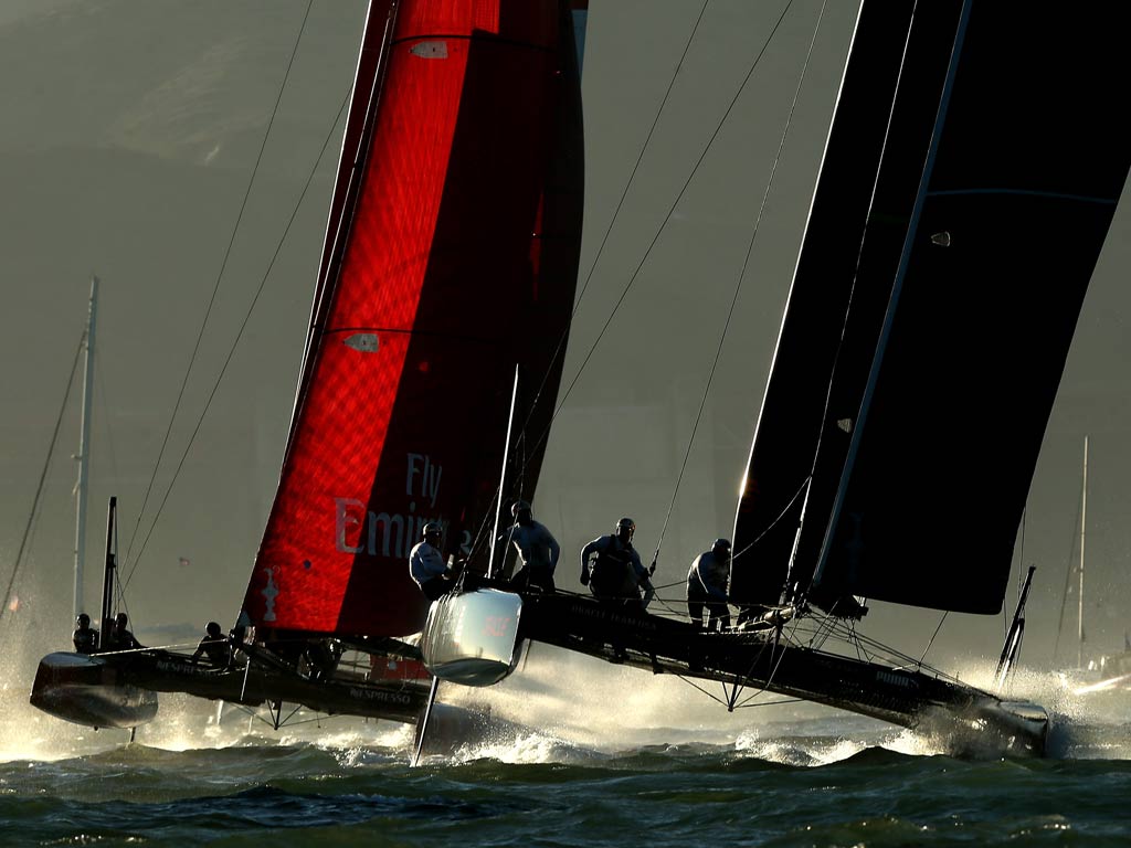 Oracle Team USA catamaran is put through its paces