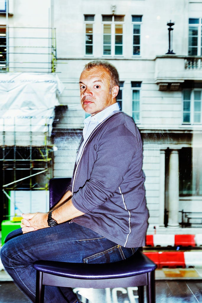 Graham Norton photographed in South Place Hotel, London EC2
