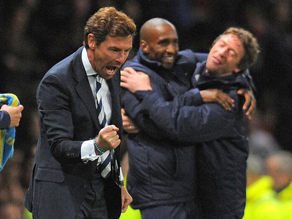 Andre Villas-Boas celebrates Tottenham Hotspur’s win at Old Trafford