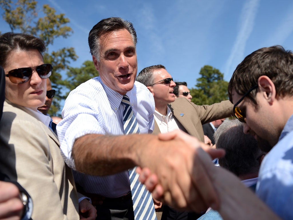 Mitt Romney on the campaign trail in Virginia last week