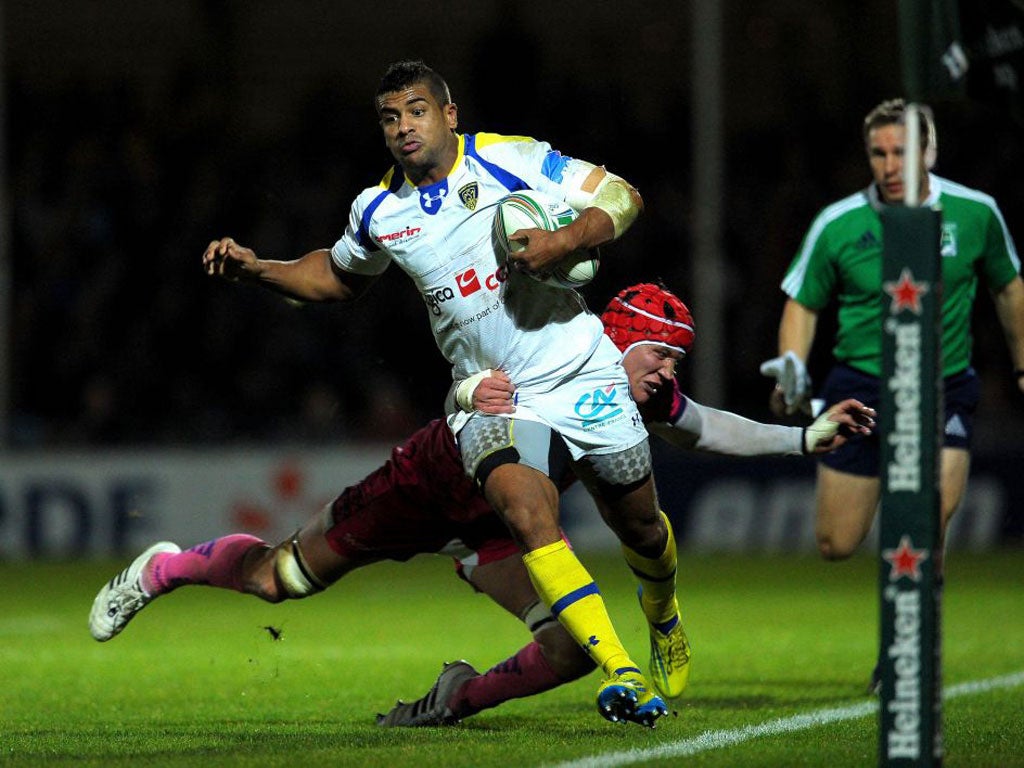 Exeter’s Tom Johnson fails to stop Wesley Fofana scoring