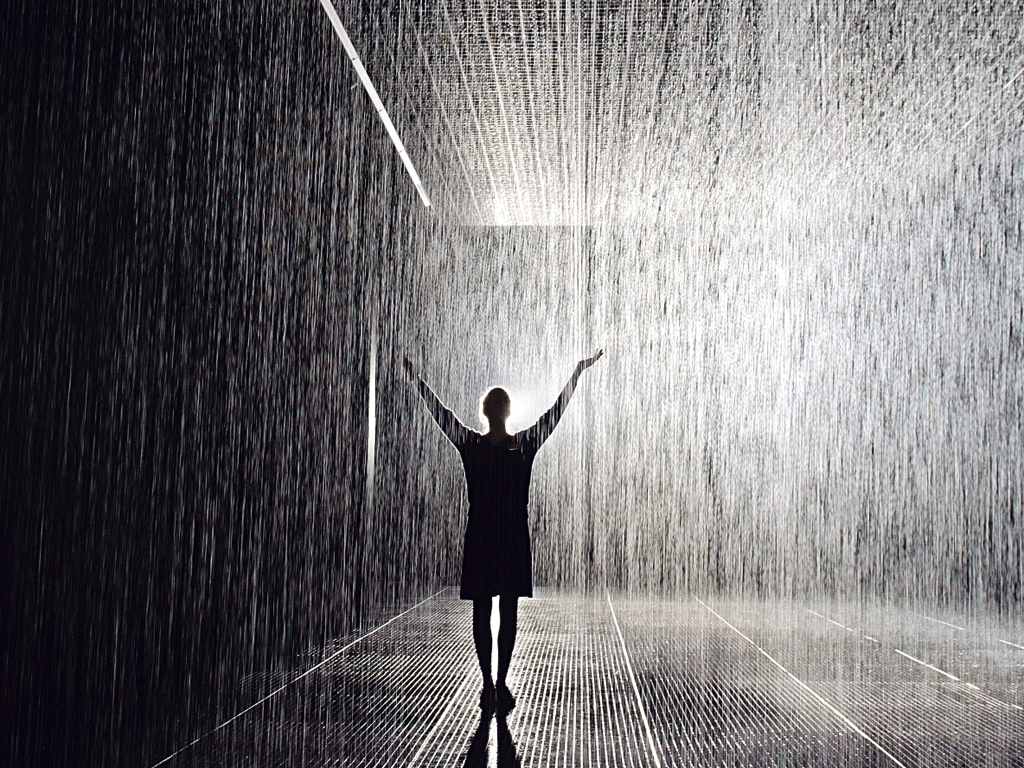 What a shower: 'Rain Room' at the Barbican