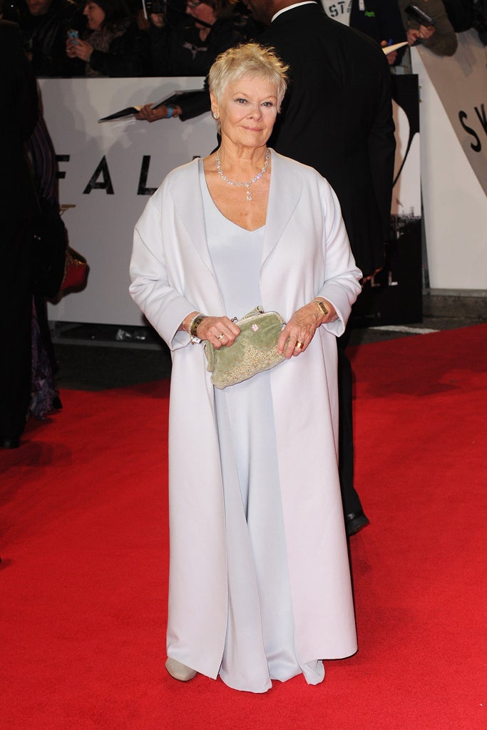 Dame Judi Dench at the "Skyfall" premiere at the Royal Albert Hall.