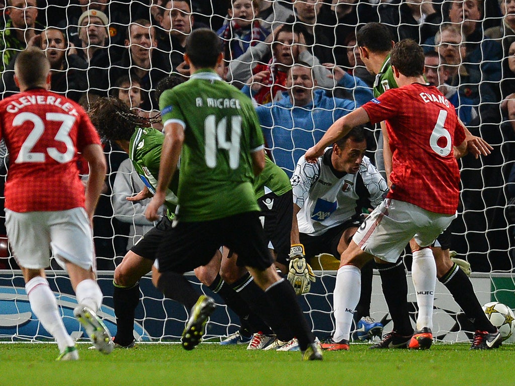 Jonny Evans poked the ball into the net