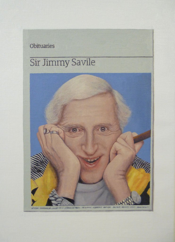 Jimmy Savile obituary painting by Hugh Mendes