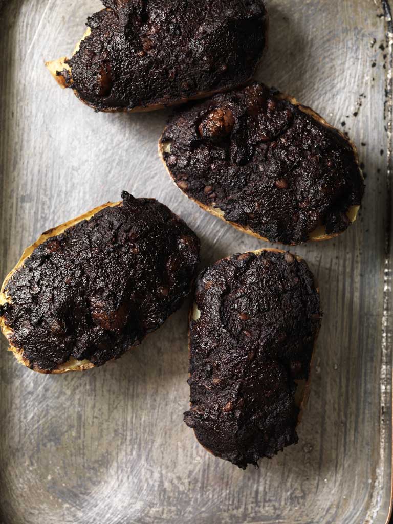 Black pudding baked potato