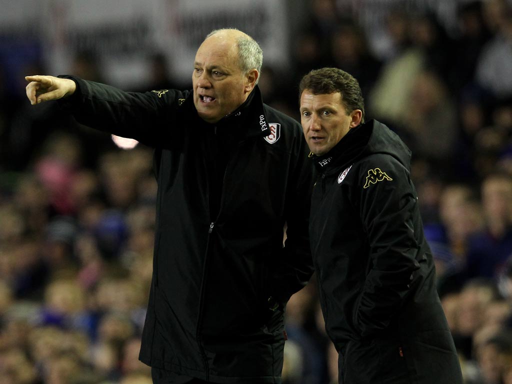 Fulham manager Martin Jol and coach Billy McKinlay