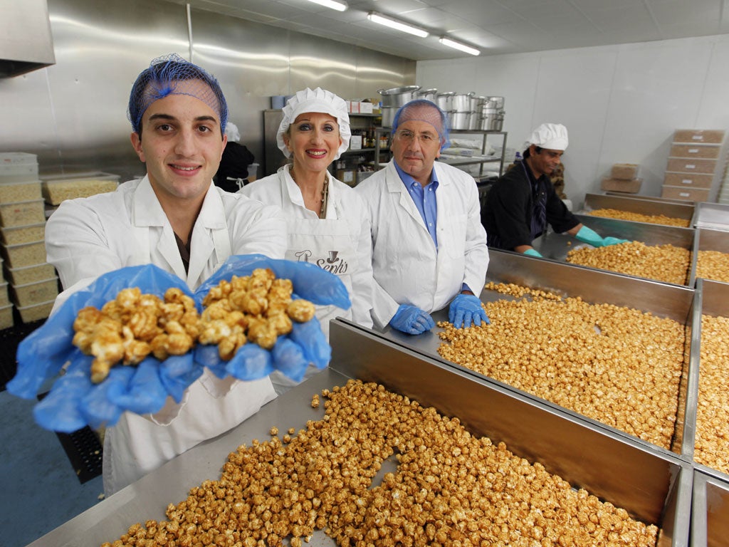 Mom and pop operation: Adam, Jackie and Joe Sopher at the factory where Joe & Seph's exotically flavoured popcorn is made