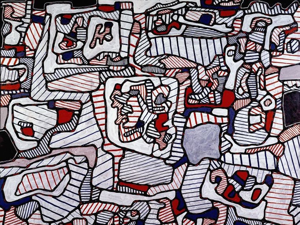 Jean Dubuffet’s acrylic Site habité d’objets
takes on the palette of his Biro pictures