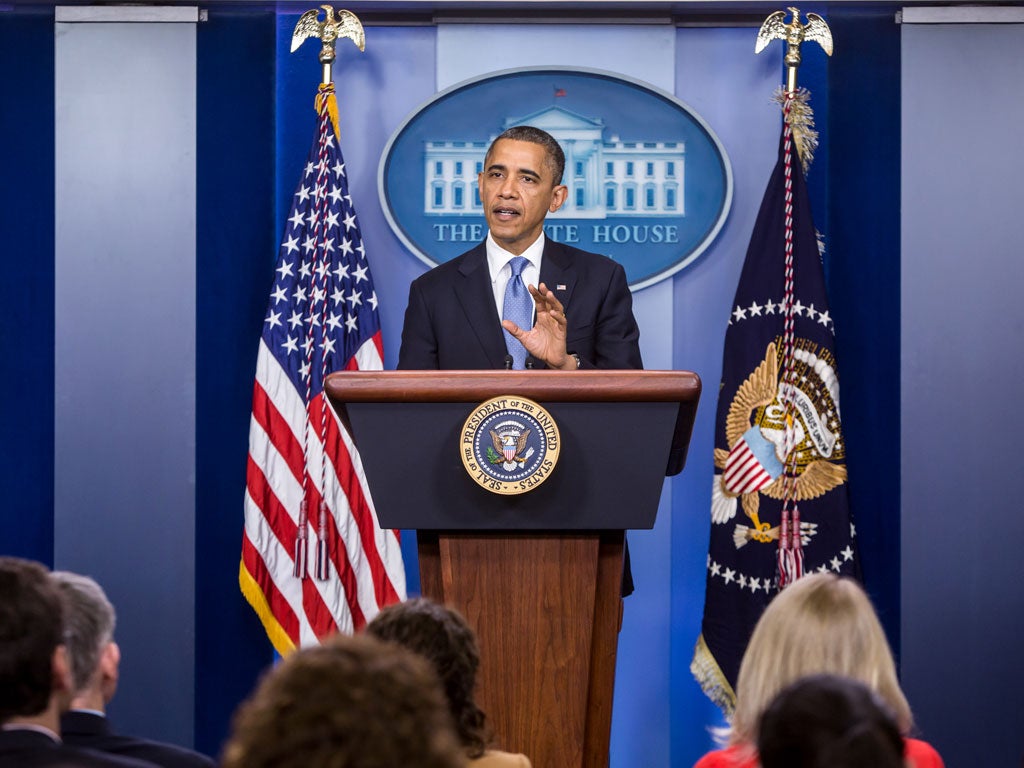 President Obama makes a statement about Hurricane Sandy yesterday