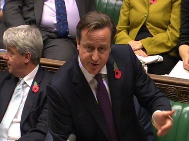 David Cameron speaks during Prime Minister's Questions