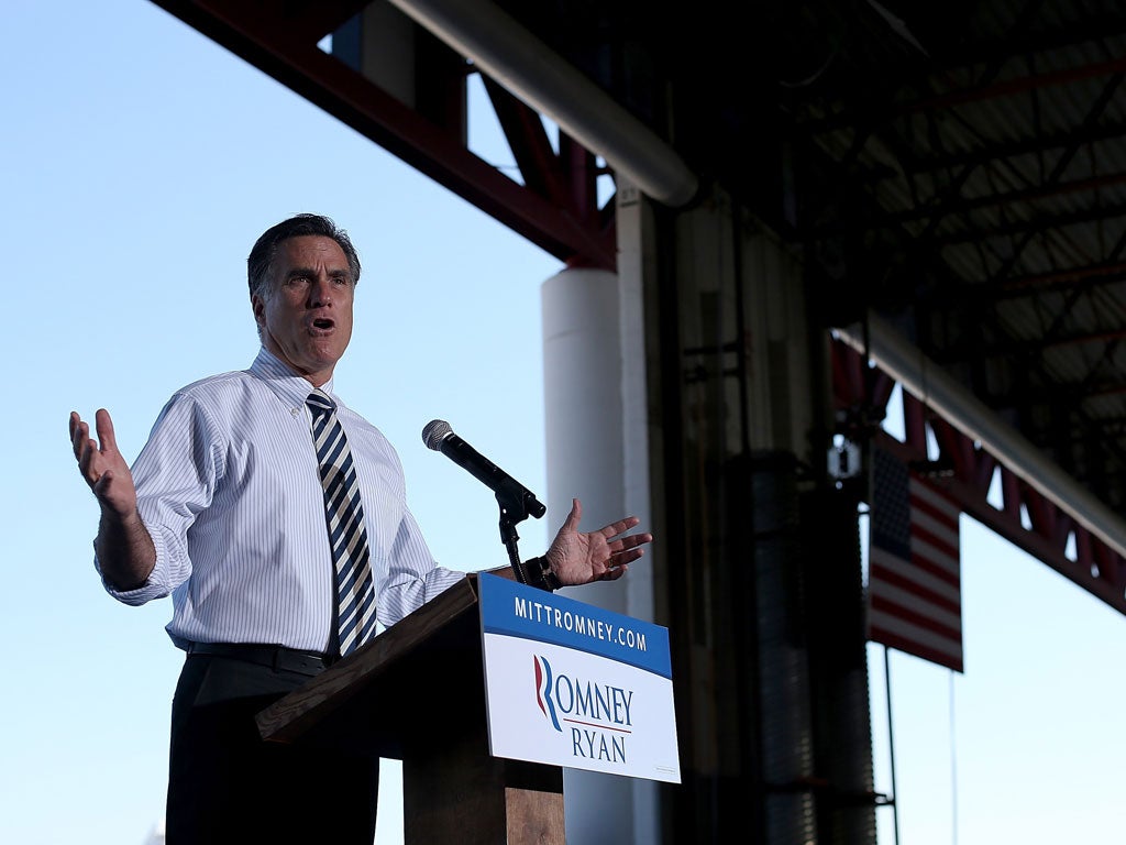 Mr Romney began his speech by asking his supporters to give generously to the Red Cross for Sandy victims