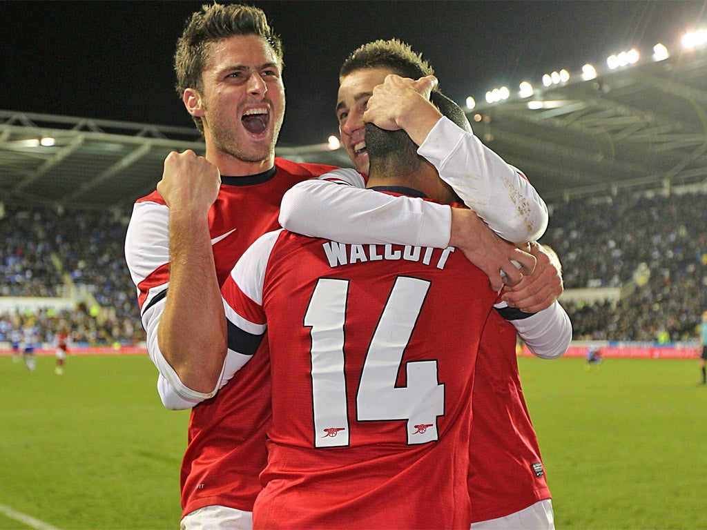 Arsenal players celebrate winning an unmissable - well, almost - cup game