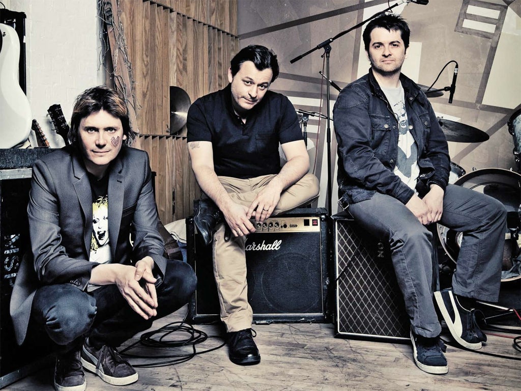 (From left) Nicky Wire, James Bradfield, and Sean Moore of Manic Street Preachers