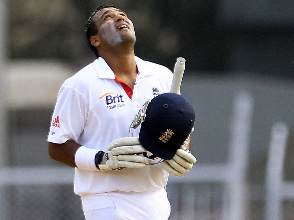 Samit Patel after scoring his century in Mumbai