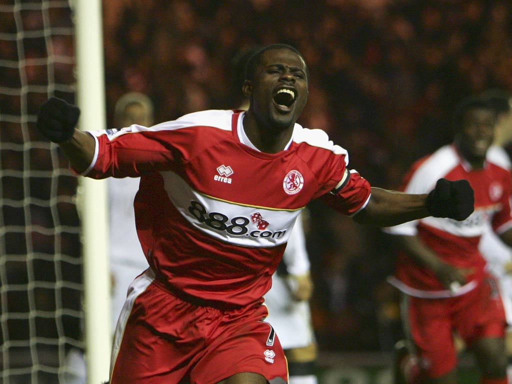 George Boateng pictured in 2007 playing for Middlesbrough