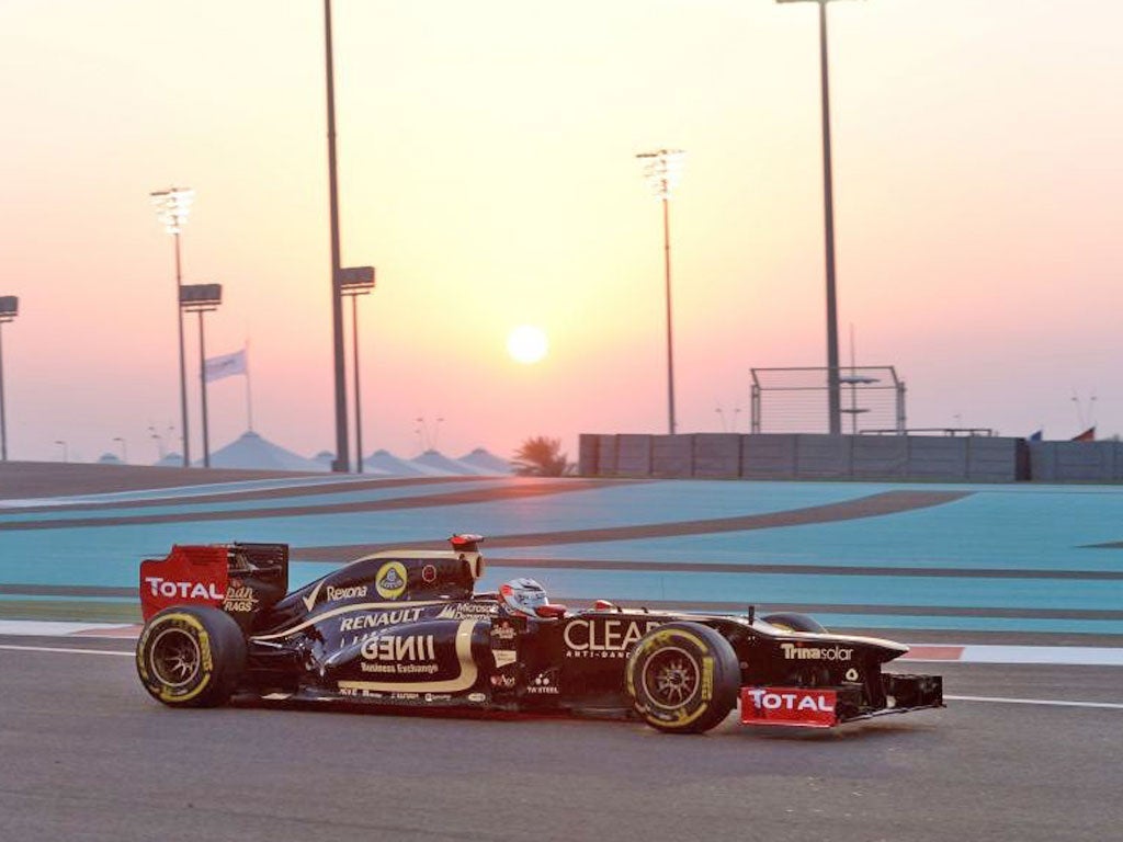 Kimi Raikonnen on his way to victory in the Abu Dhabi Grand Prix yesterday