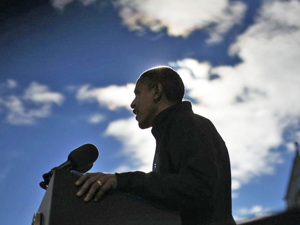 Barack Obama in Capitol Square in the swing state of New Hampshire