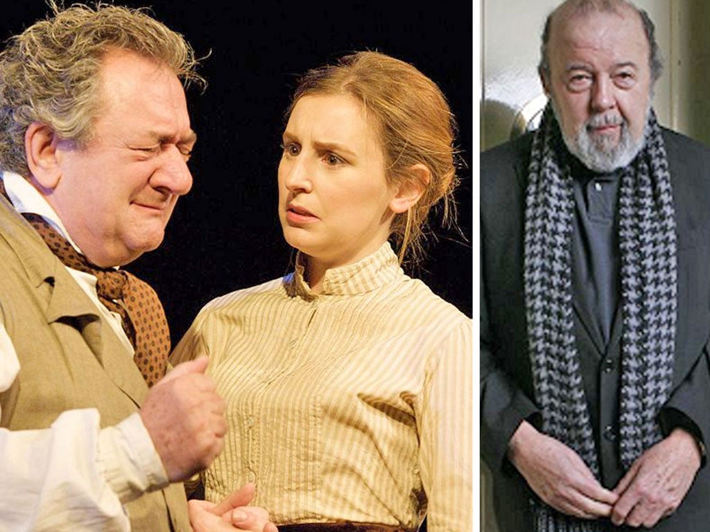 Laura Carmichael and Ken Stott in Chekhov’s Uncle Vanya; right, Sir Peter Hall