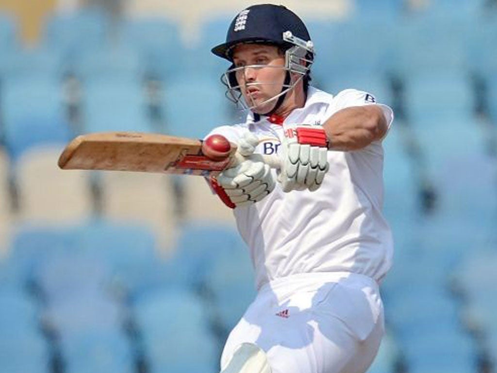 Nick Compton hits out during his three-hour innings