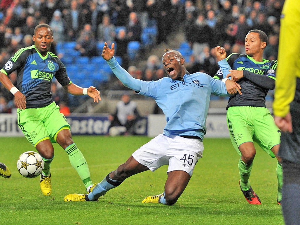 Mario Balotelli is denied a late penalty last