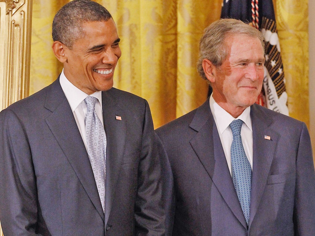 Barack Obama and former President, George W Bush