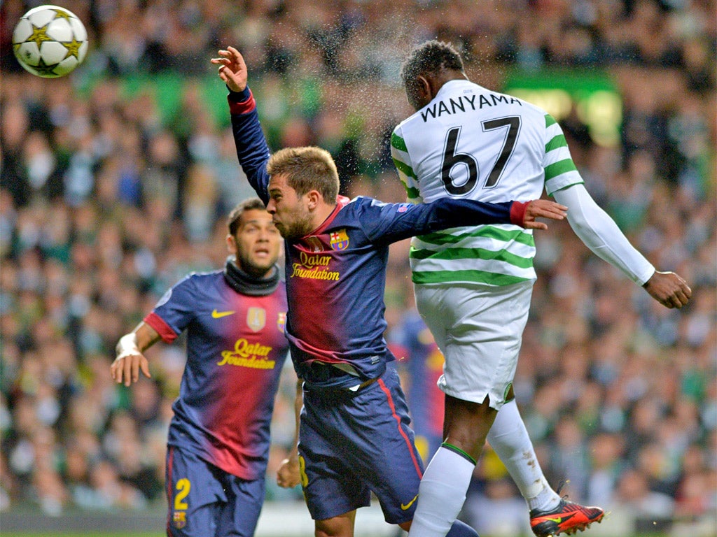 Victor Wanyama heads Celtic into a 21st-minute lead