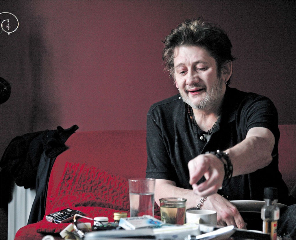 At home: Shane MacGowan chooses a tipple