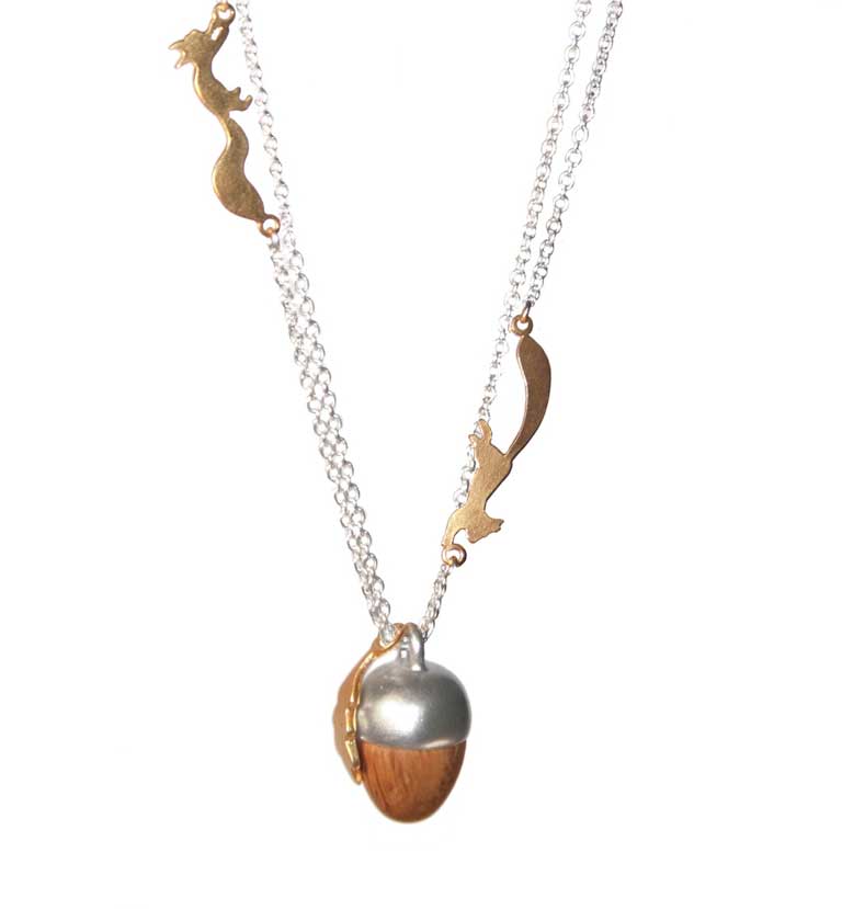 <p>Natural gems</p>

<p>We are nuts about this new 'Squirrel, Acorn and Leaf' pendant from British jeweller Phoebe Sherwood-Moore. Handmade in turned oak, silver and gold vermeil, it is part of a collection inspired by the Sussex countryside near the young designer's home in Lewes. Squirrel some away now. £125, phoebejewellery.co.uk</p>
