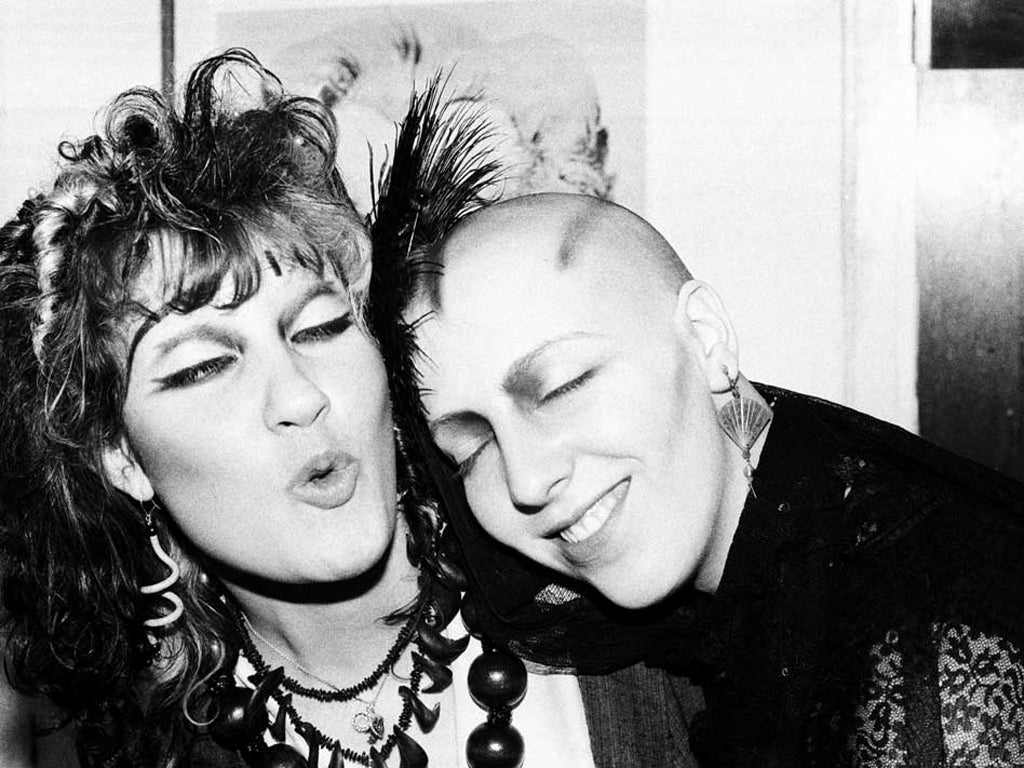 Clare Thom, a designer for clothes shop PX, and student Michele Clapton, 1980