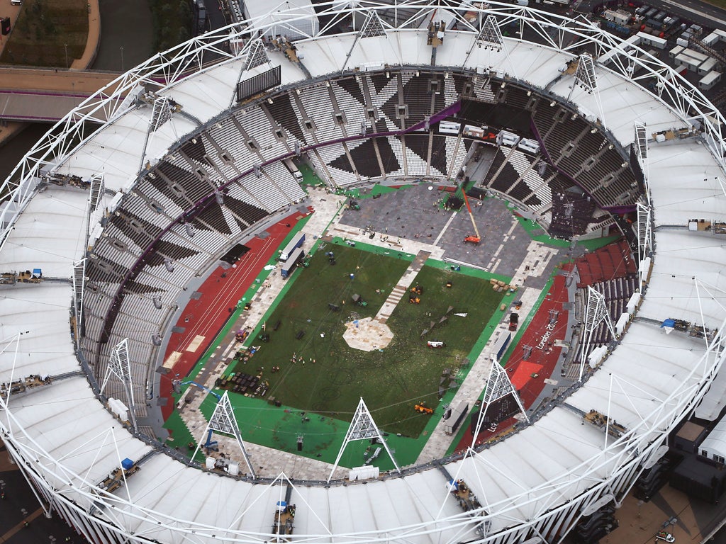 Work started to clear the Olympic Stadium at Stratford the day after the Paralympic Games closing ceremony