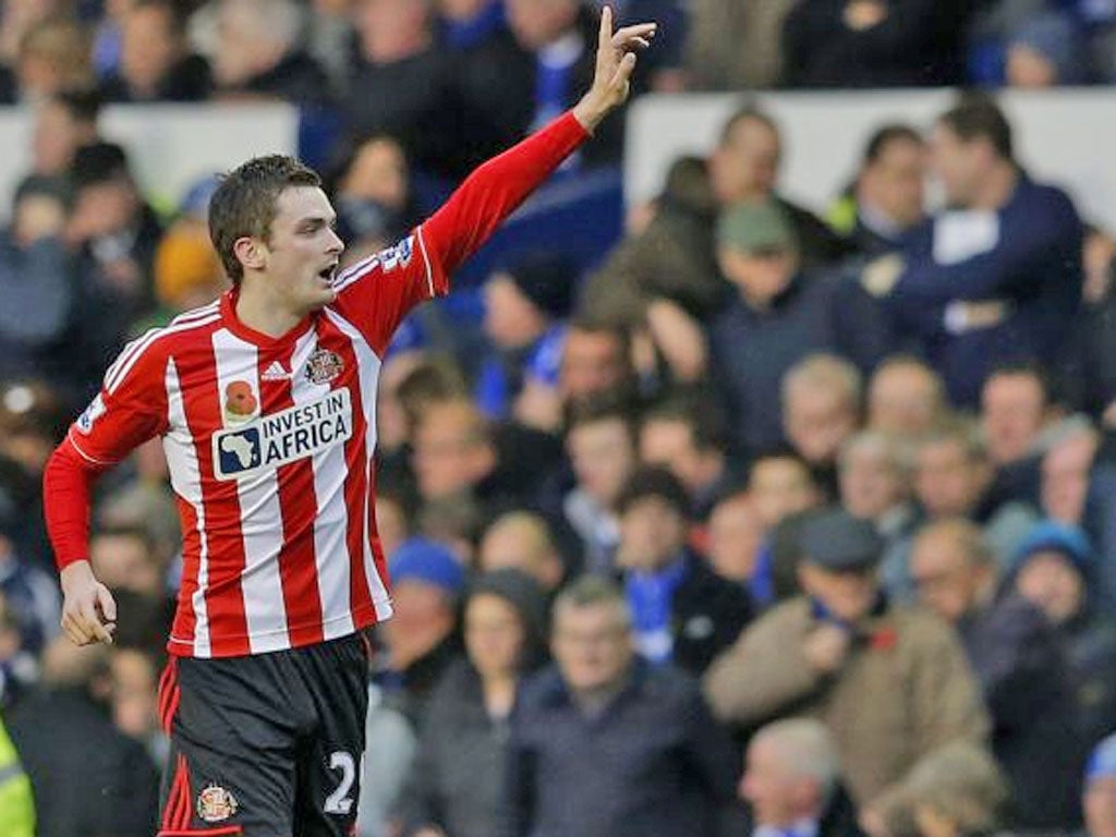 Sunderland's Adam Johnson celebrates after scoring