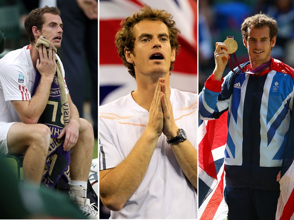 Andy Murray lost the Wimbledon final, left, but won the US Open
and at Olympics