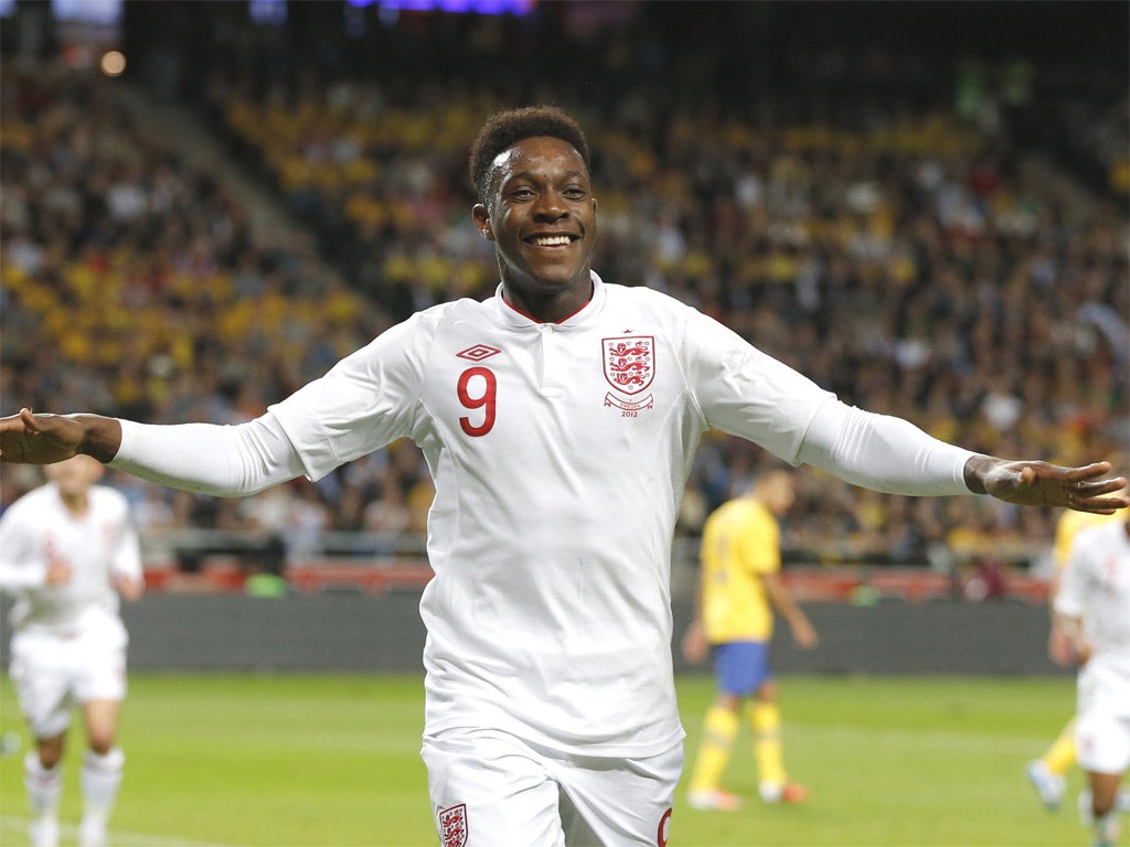 Danny Welbeck celebrates scoring England’s first goal