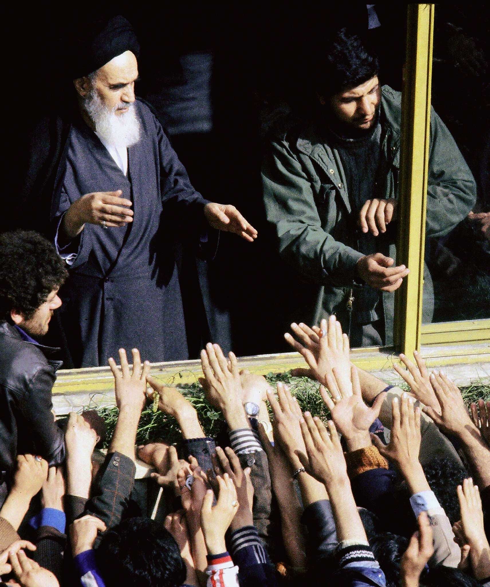 The saviour? Ayatollah Khomeini returns to Iran during the revolution of 1979